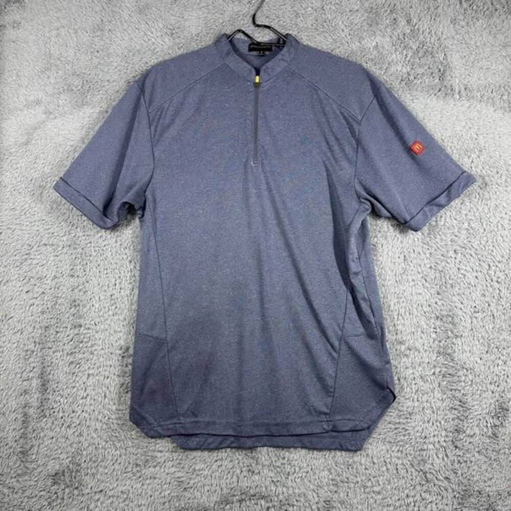 McDonalds Employee Work Shirt Mens SMALL Gray‎ 1/4 Zip Stretch Short Sleeve